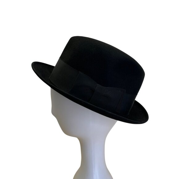 Wormser Men's Black Rain Resistant Homburg Hat Grosgrain Ribbon Band One Size - Picture 4 of 14